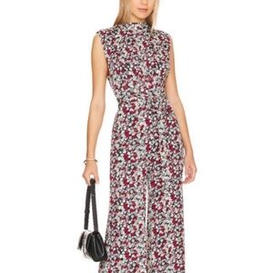 Free People Red and White Floral Jumpsuit